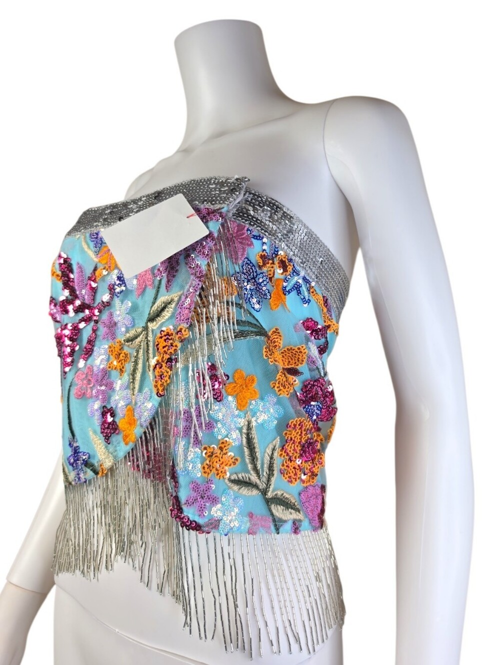NWT $155 JADED LONDON Sequin Scarf Top In Multi US 4 - Picture 6 of 8